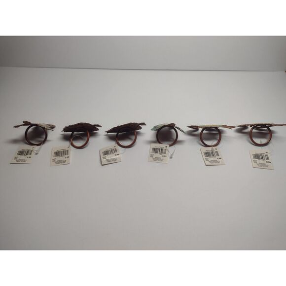 Set of 6 Coastal Beach Green Sea Turtle Fish Crab Nautical Napkin Ring Holders - Picture 2 of 4